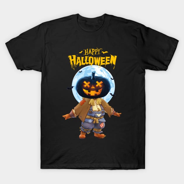 Happy Halloween Pumpkin Scarecrow T-Shirt by obodo